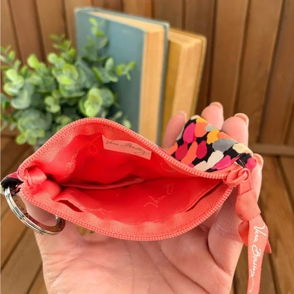 Vera Bradley Zip ID Case Keychain Coin Pouch Bright Dot - Picture 5 of 6